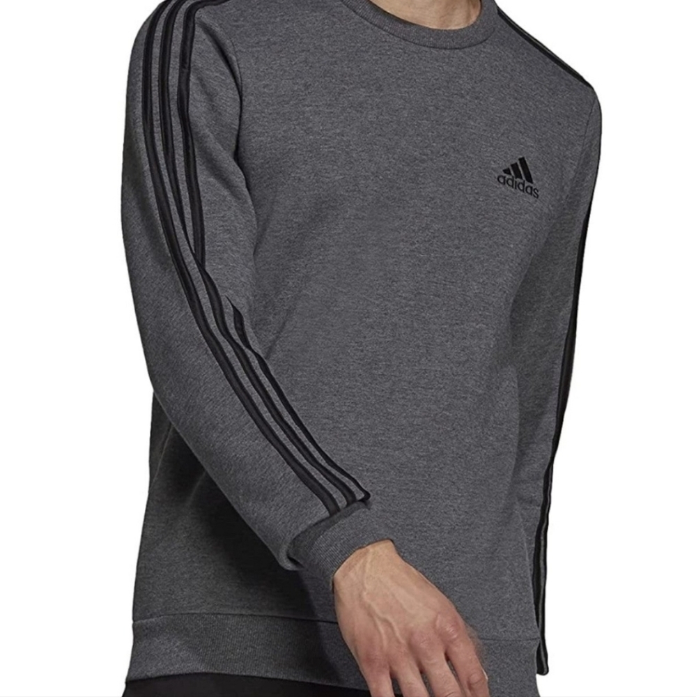NEW! adidas Men's Essentials Fleece 3-Stripes Sweatshirt Size Lg